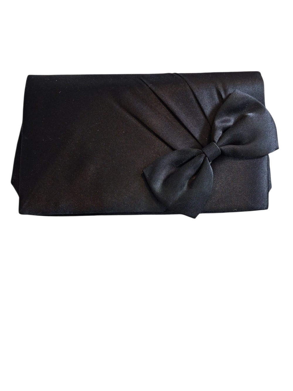 Elegant Black Bow Satin Clutch